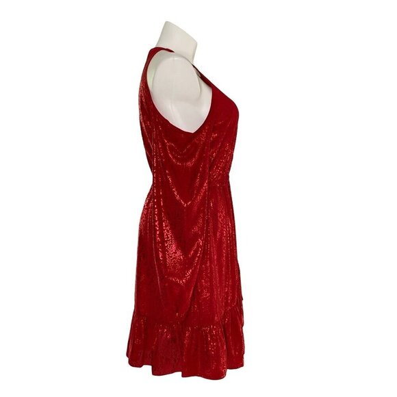 MICHAEL Michael Kors Red Metallic Animal Print Cold-Shoulder Dress NWT $Women's - Picture 6 of 13